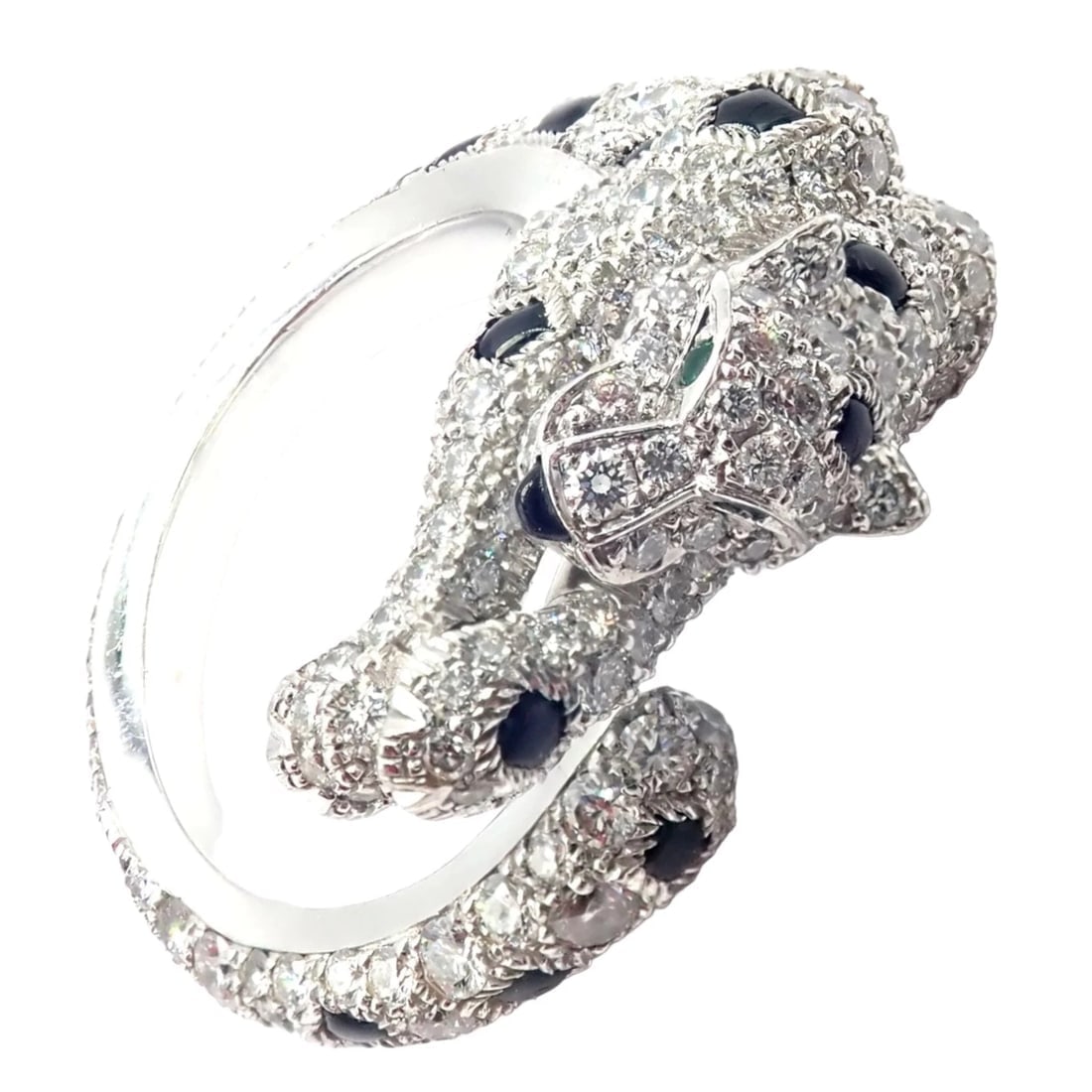 Authentic! Cartier Panther Panthere 18k White Gold Diamond Onyx Ring Paper - 3