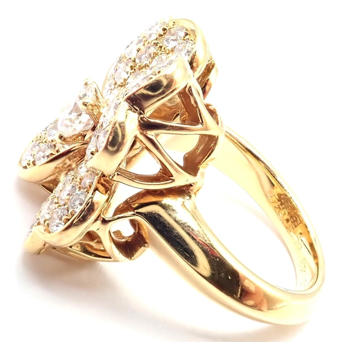 Authentic! Van Cleef & Arpels Cosmos 18k Yellow Gold Diamond Medium Model Ring - 5