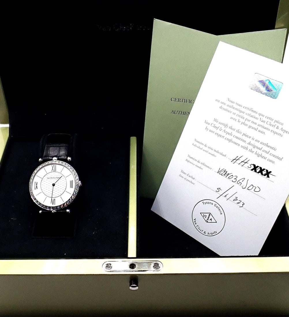 Van Cleef & Arpels Pierre Arpels 18K White Gold Diamond 38mm Watch Cert. Box! - 11