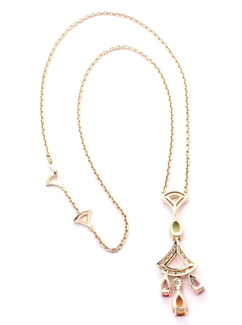 Authentic Bvlgari Bulgari Diva Dream 18k Rose Gold Diamond Peridot Necklace Cert - 5