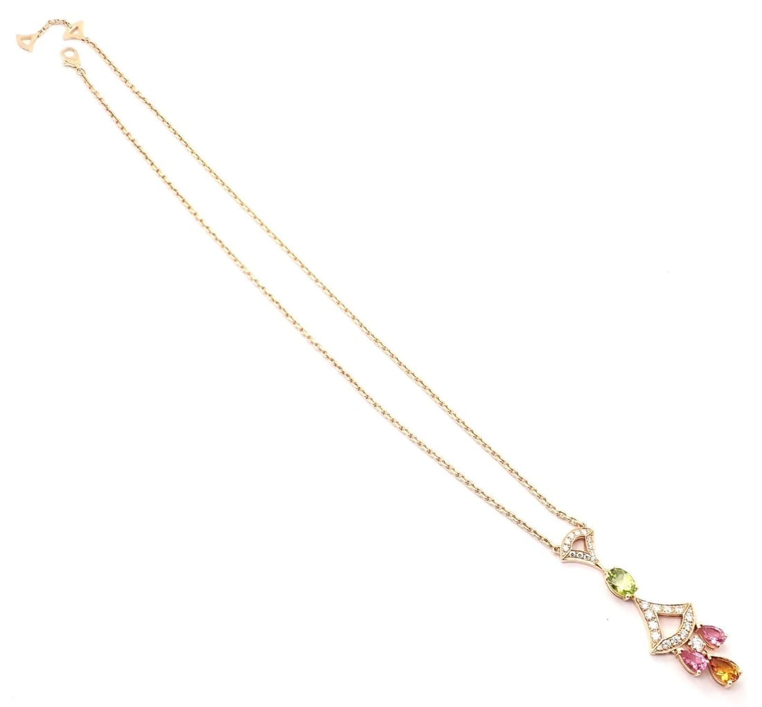 Authentic Bvlgari Bulgari Diva Dream 18k Rose Gold Diamond Peridot Necklace Cert - 6