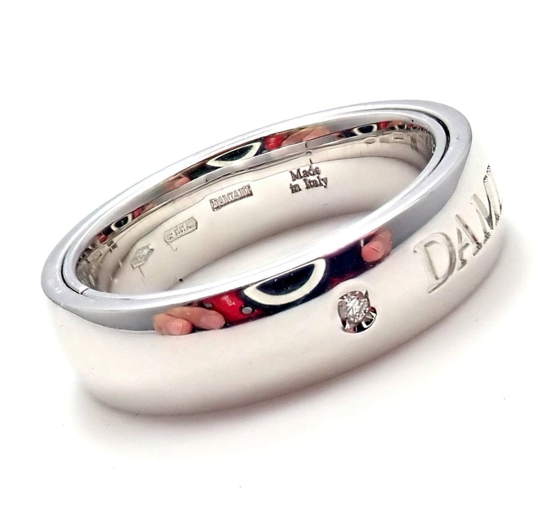 Authentic! Damiani 18k White Gold Diamond Double Band Ring Size 7 Box & Paper - 4