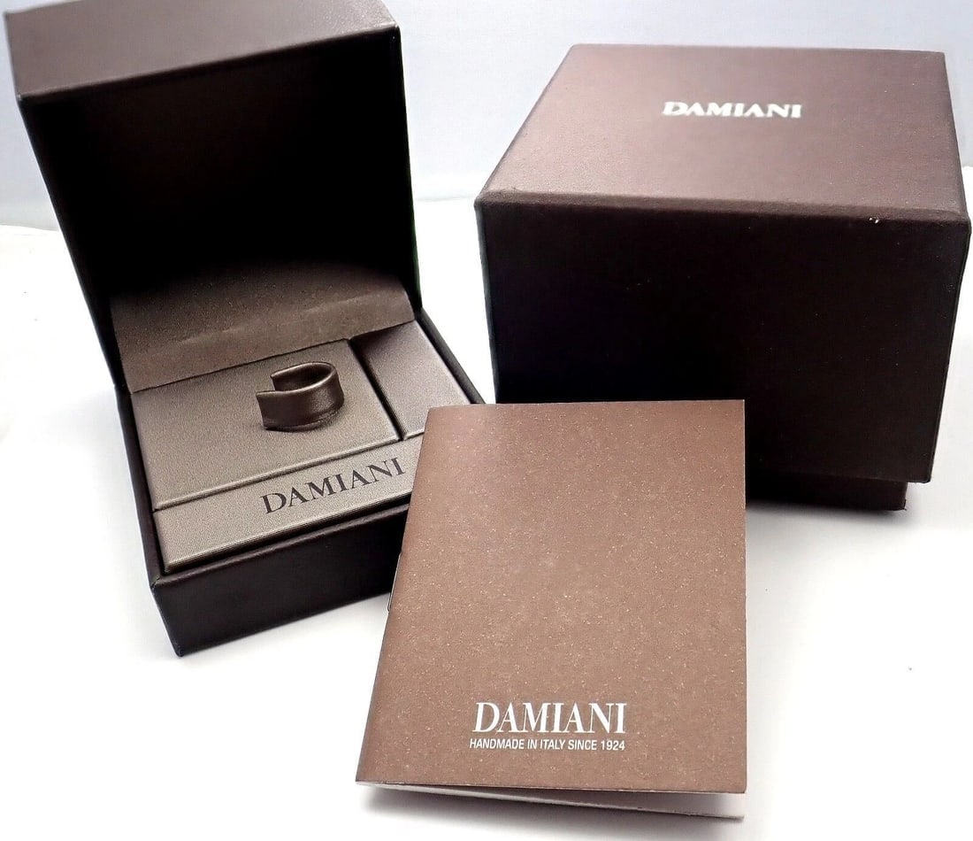 Authentic! Damiani 18k White Gold Diamond Double Band Ring Size 7 Box & Paper - 5