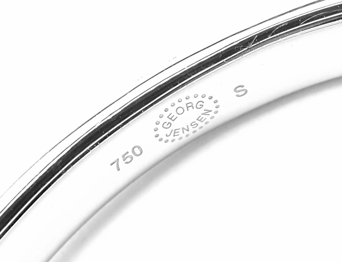 Authentic! Georg Jensen Fusion 18k White Gold Pave Diamond Bangle Bracelet Paper - 10