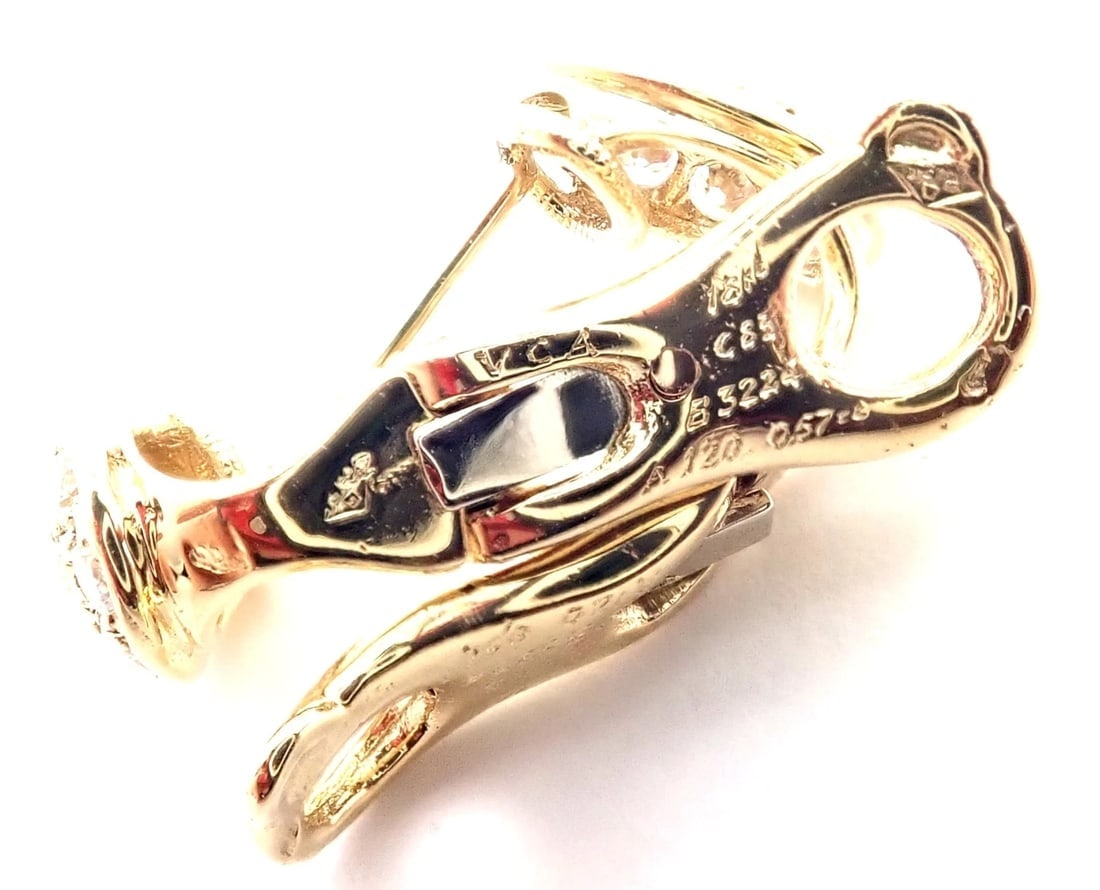 Rare! Van Cleef & Arpels 18k Yellow Gold Diamond MOP Door Knocker Earrings - 10