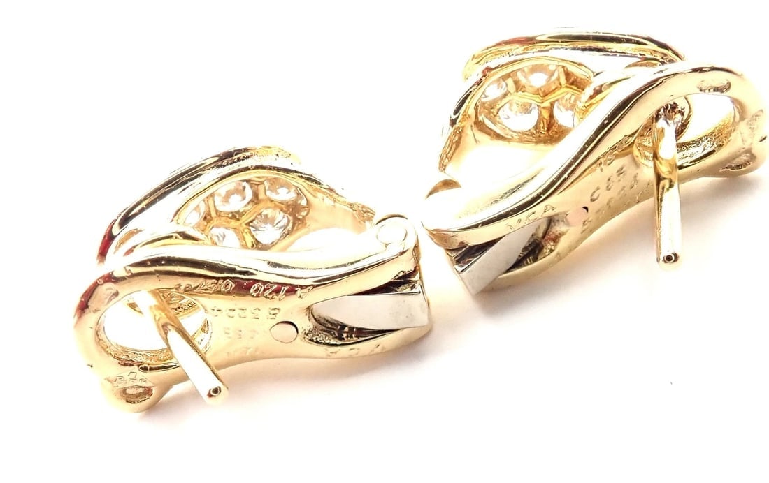 Rare! Van Cleef & Arpels 18k Yellow Gold Diamond MOP Door Knocker Earrings - 9