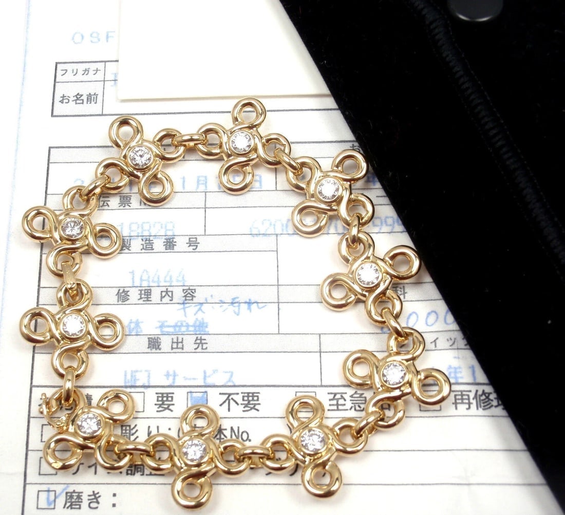 RARE! AUTHENTIC CHANEL 18K YELLOW GOLD DIAMOND BRACELET PAPERS - 10
