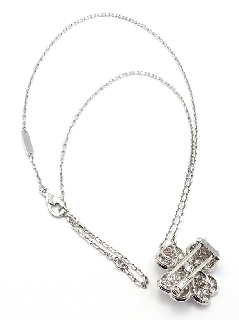Van Cleef & Arpels Cosmos 18k White Gold Diamond Medium Brooch Pendant Necklace - 4