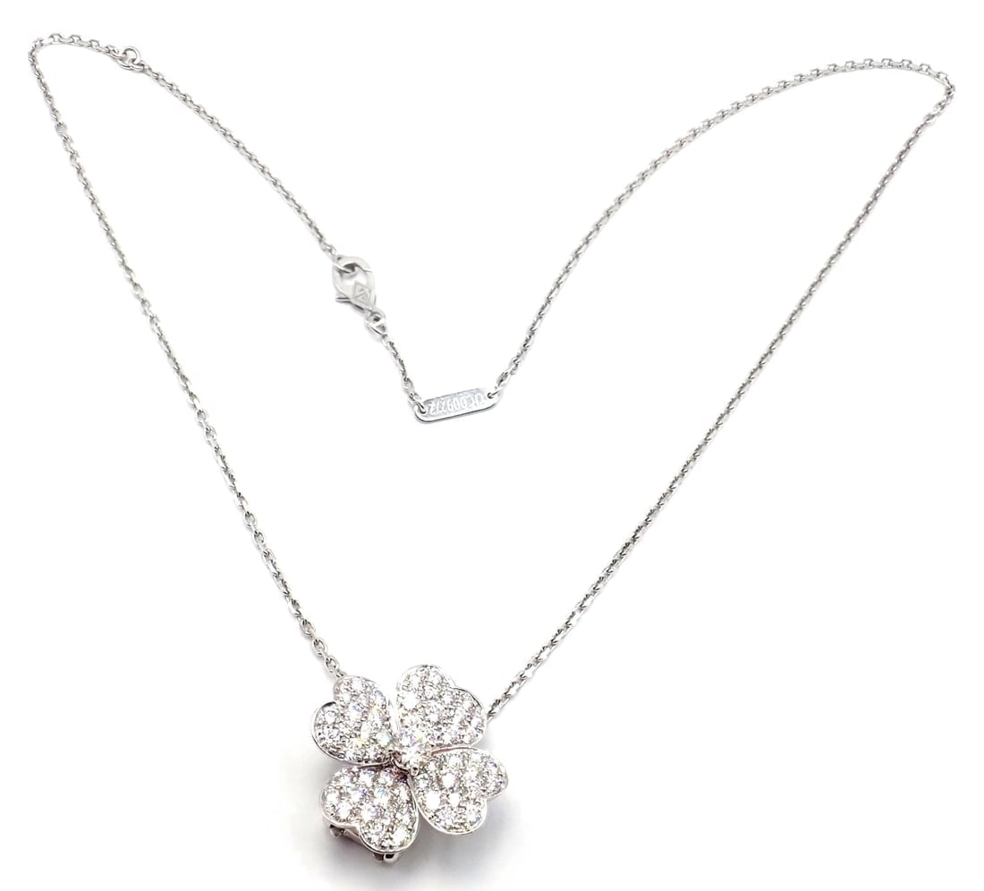 Van Cleef & Arpels Cosmos 18k White Gold Diamond Medium Brooch Pendant Necklace - 9