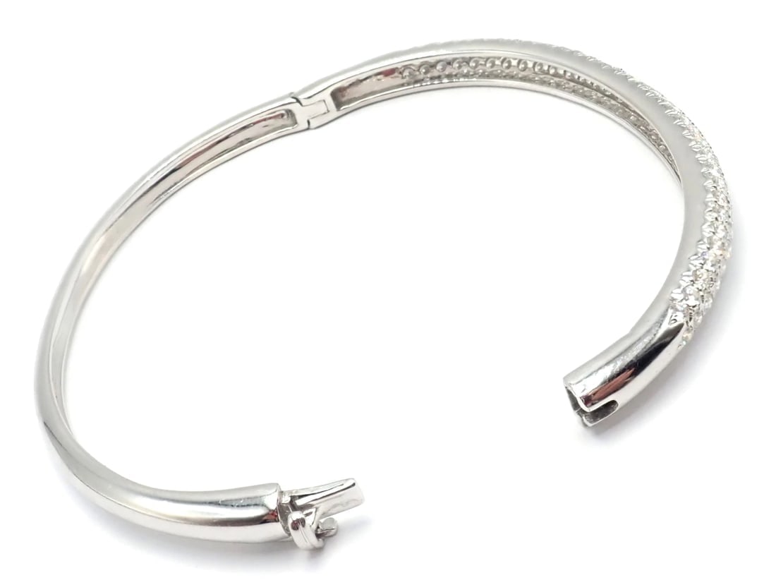 Authentic! Van Cleef & Arpels Eve 18k White Gold Diamond Bangle Bracelet Paper - 9