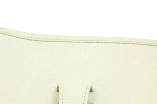 Authentic! Hermes Evelyne Parchment White Clemence Leather GM Handbag Purse - 6