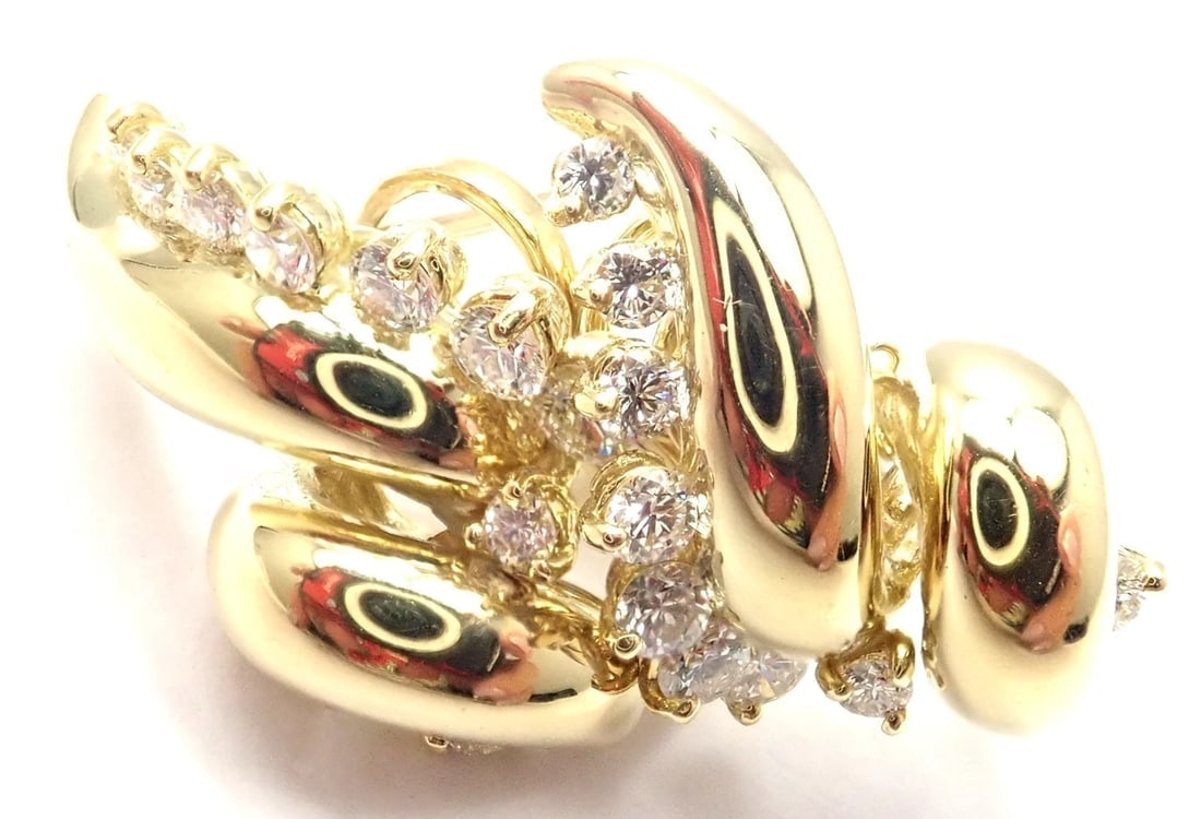 Rare! Authentic Tiffany & Co 18k Yellow Gold Diamond Swirl Earrings - 3