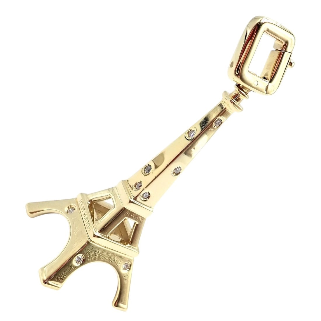 Vintage Louis Vuitton 18k Yellow Gold Large Eiffel Tower Diamond Charm Pendant - 10