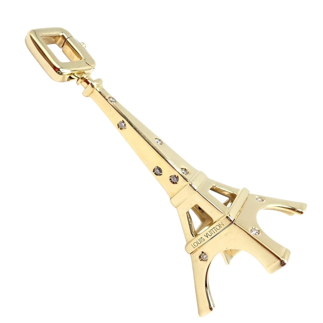 Vintage Louis Vuitton 18k Yellow Gold Large Eiffel Tower Diamond Charm Pendant - 12