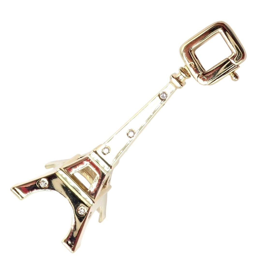 Vintage Louis Vuitton 18k Yellow Gold Large Eiffel Tower Diamond Charm Pendant - 14