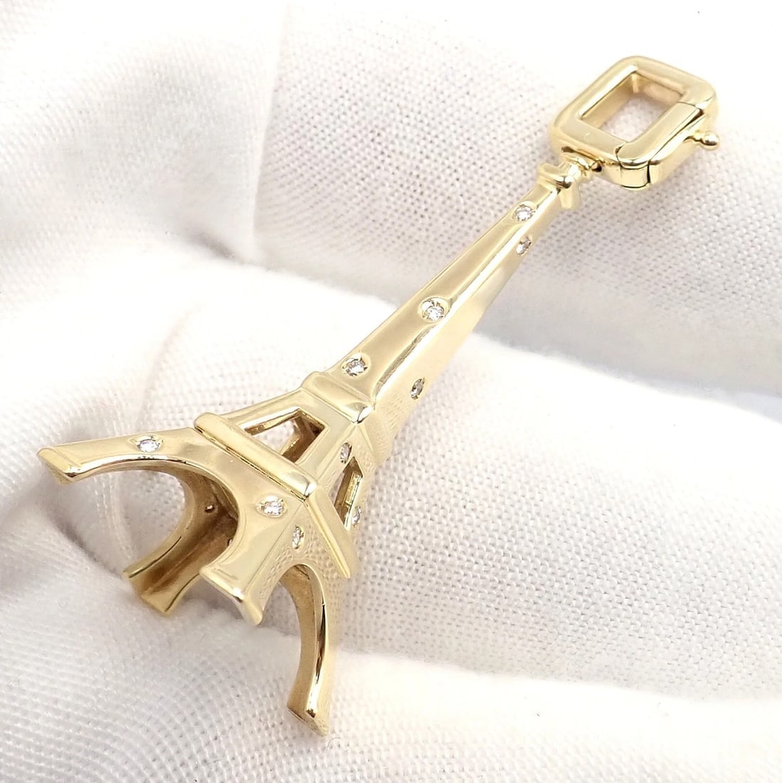 Vintage Louis Vuitton 18k Yellow Gold Large Eiffel Tower Diamond Charm Pendant - 6