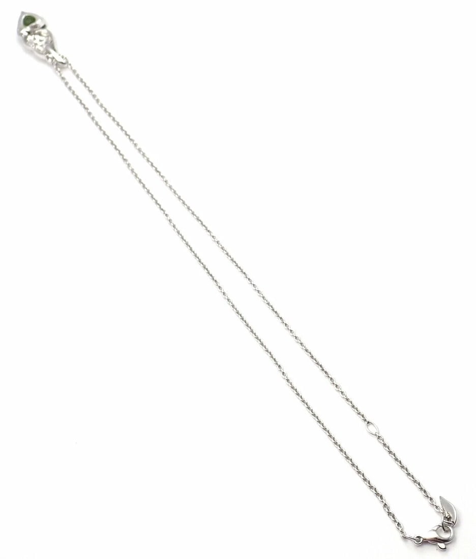 Rare! Authentic Piaget 18k White Gold Diamond Peridot Heart Pendant Necklace - 9