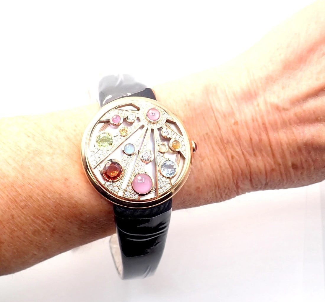 Bulgari Mediterranian Eden 18k Rose Gold Diamond Color Stone MOP Watch Box Paper - 6