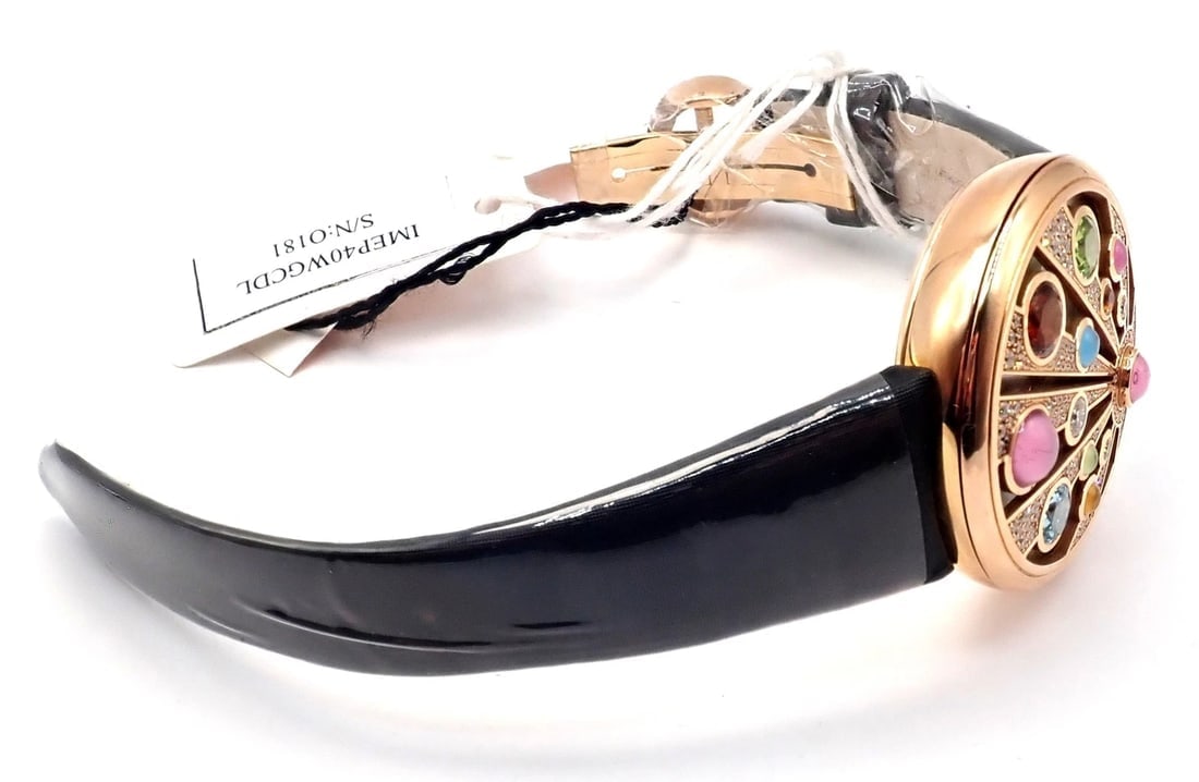Bulgari Mediterranian Eden 18k Rose Gold Diamond Color Stone MOP Watch Box Paper - 9