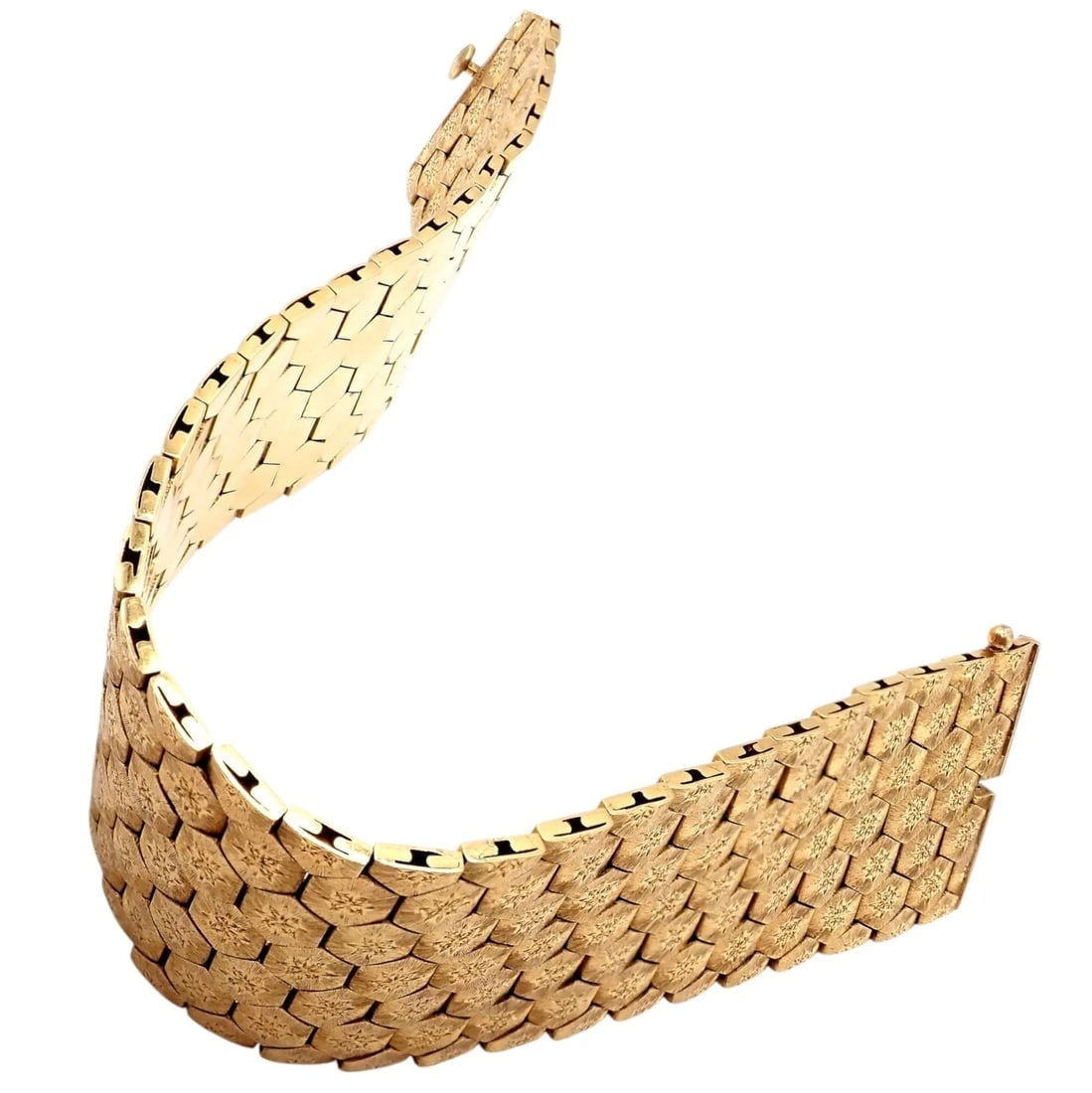 Authentic! Vintage Mario Buccellati 18k Yellow Gold Honeycomb Hexagon Bracelet - 9