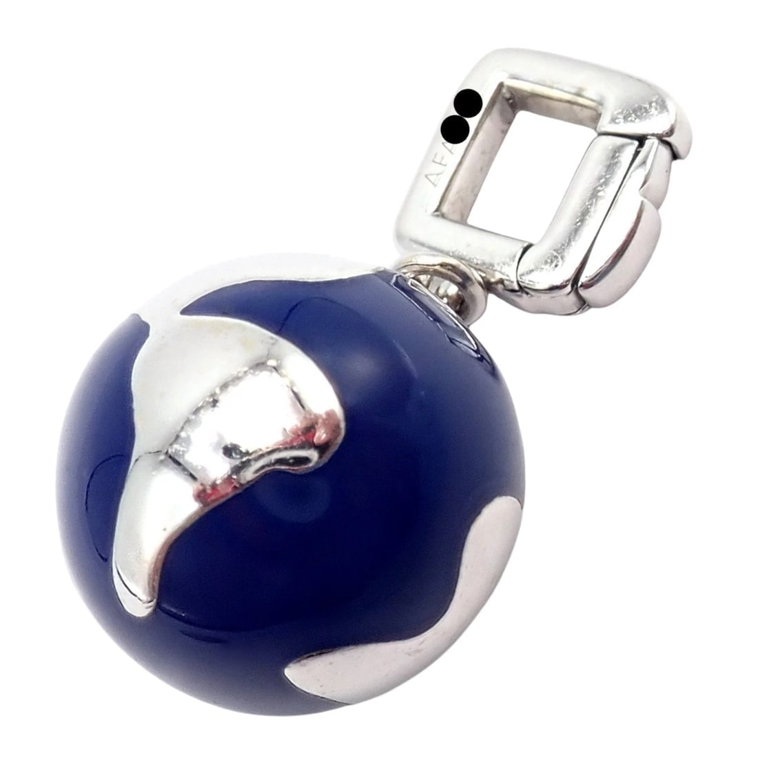 Vintage Louis Vuitton 18k White Gold Enamel Globe World Diamond Charm Pendant - 10