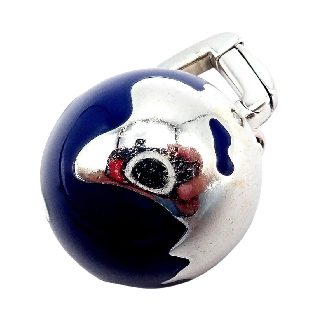 Vintage Louis Vuitton 18k White Gold Enamel Globe World Diamond Charm Pendant - 9