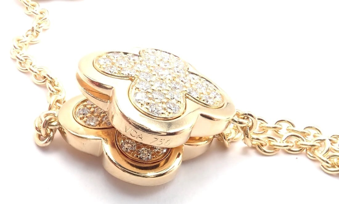 Authentic Van Cleef & Arpels 18k Yellow Gold Diamond Pure Alhambra Long Necklace - 12