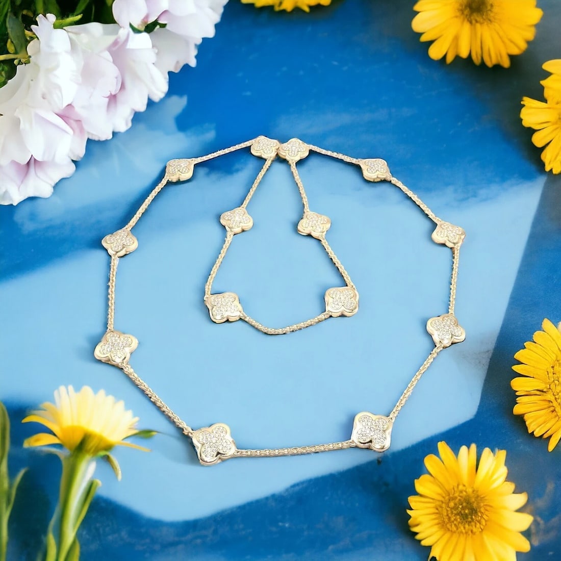 Authentic Van Cleef & Arpels 18k Yellow Gold Diamond Pure Alhambra Long Necklace - 3