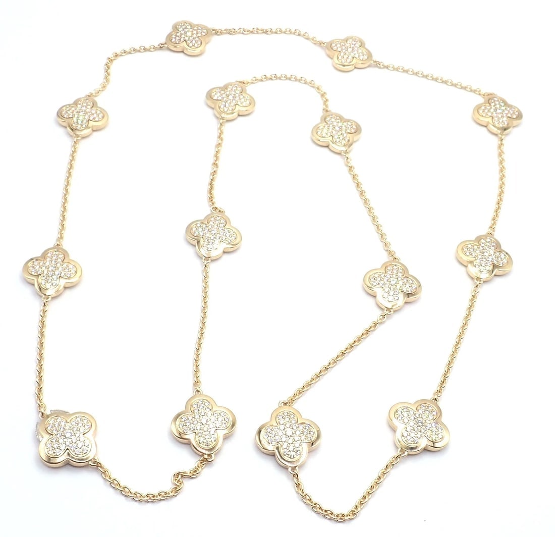 Authentic Van Cleef & Arpels 18k Yellow Gold Diamond Pure Alhambra Long Necklace - 4
