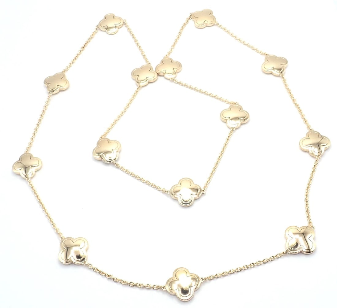 Authentic Van Cleef & Arpels 18k Yellow Gold Diamond Pure Alhambra Long Necklace - 5