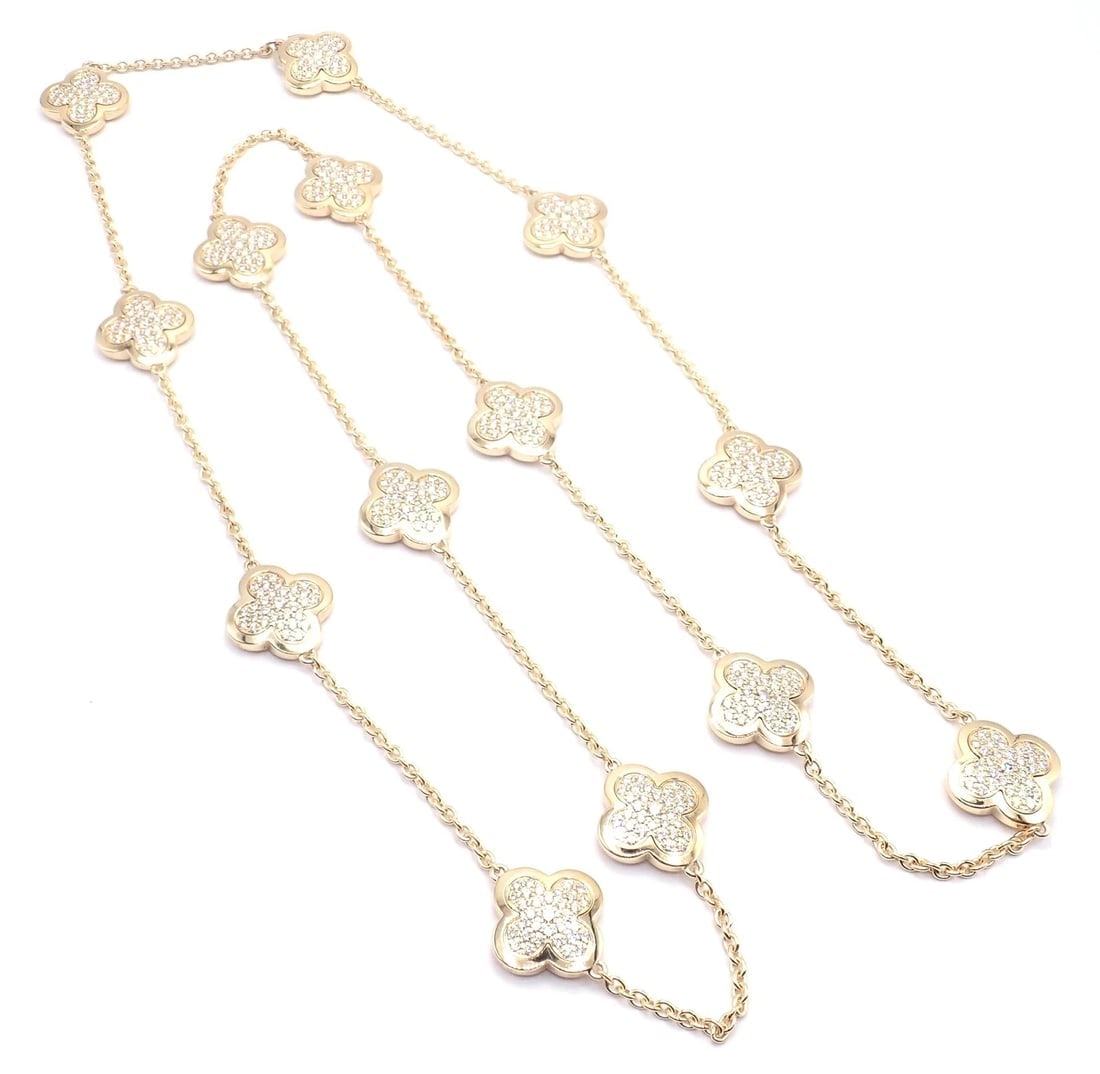 Authentic Van Cleef & Arpels 18k Yellow Gold Diamond Pure Alhambra Long Necklace - 7