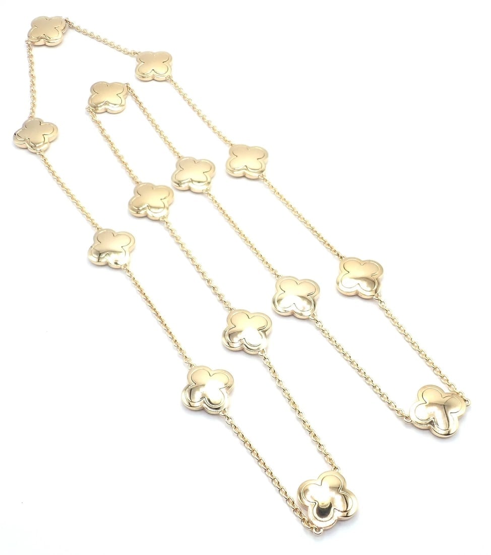 Authentic Van Cleef & Arpels 18k Yellow Gold Diamond Pure Alhambra Long Necklace - 8
