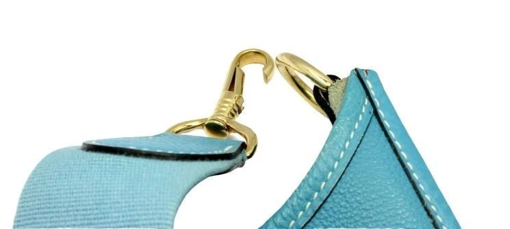 Authentic! Hermes Evelyne Blue Jean Clemence Leather GM Handbag Purse - 5