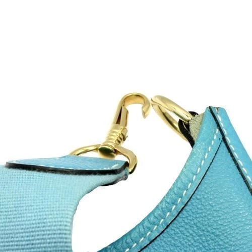 Authentic! Hermes Evelyne Blue Jean Clemence Leather GM Handbag Purse - 6