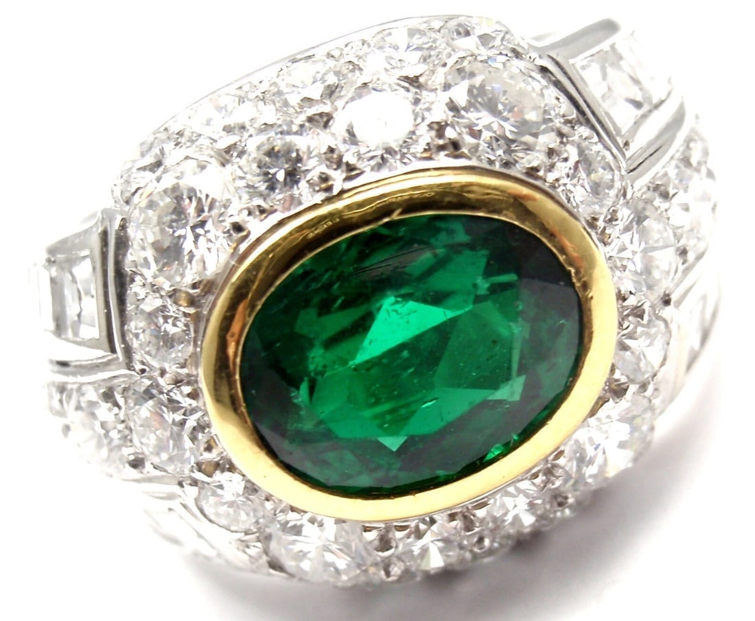 Rare! Authentic Patek Philippe Platinum Diamond Emerald Ring Certificate - 4