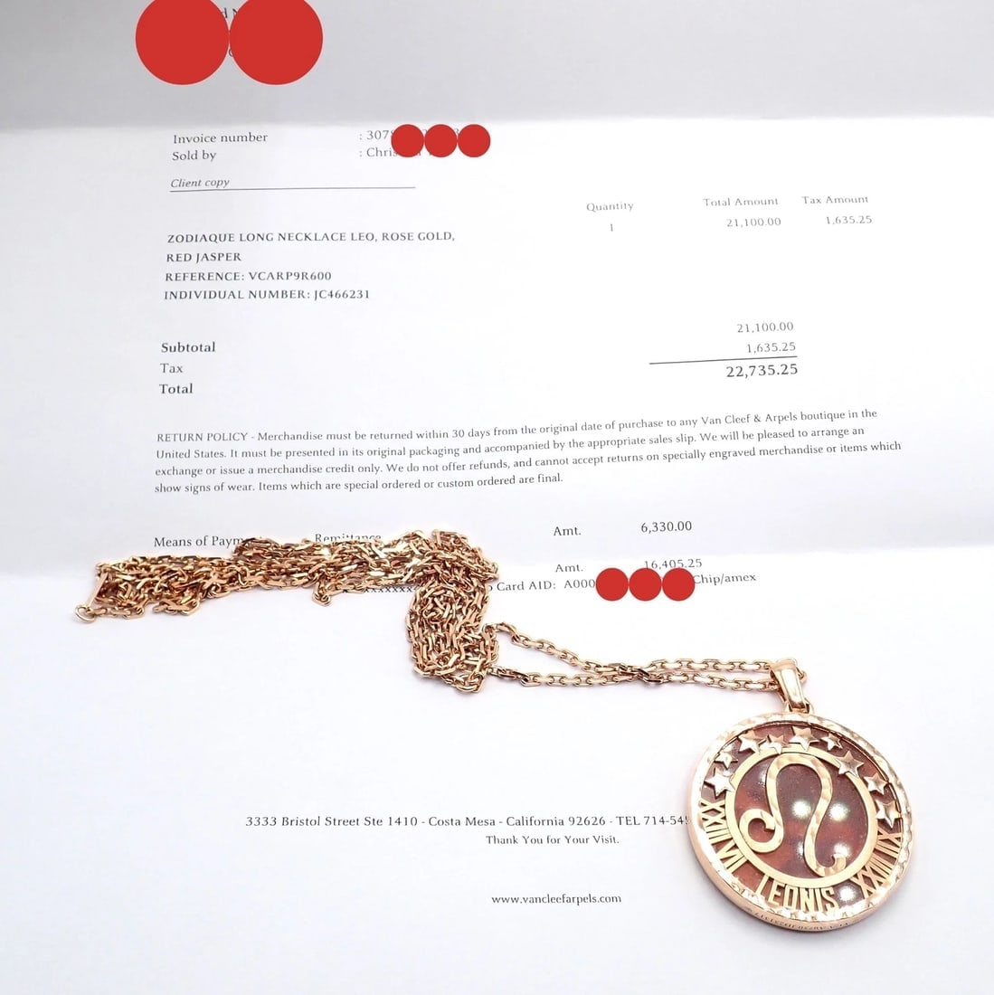 Van Cleef & Arpels Zodiaque 18k Rose Gold Leo Pendant Red Jasper Necklace + Cert - 11