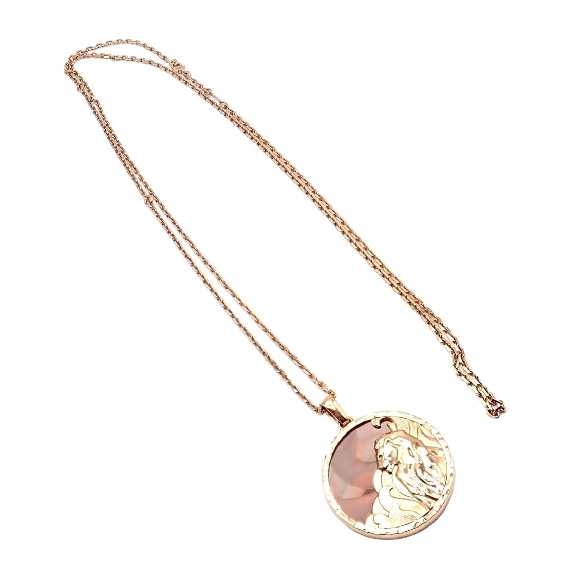 Van Cleef & Arpels Zodiaque 18k Rose Gold Leo Pendant Red Jasper Necklace + Cert - 17