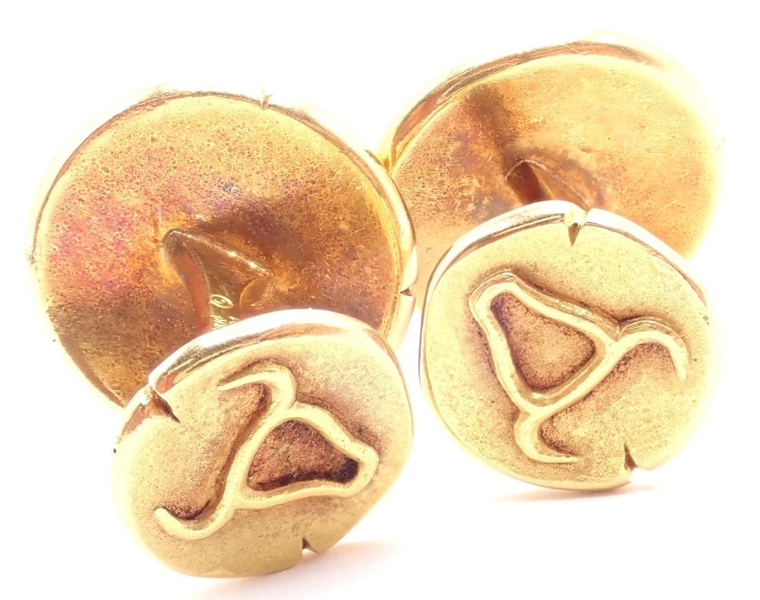 Vintage! Van Cleef & Arpels G. L'Enfant 18k Yellow Gold Zodiac Taurus Cufflinks - 9