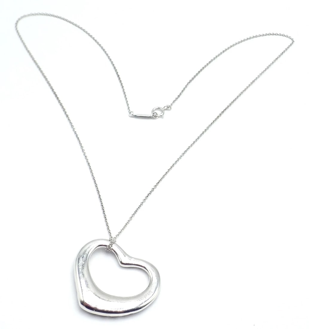 Authentic Tiffany & Co Peretti Platinum Diamond Large Open Heart Necklace $26000 - 7