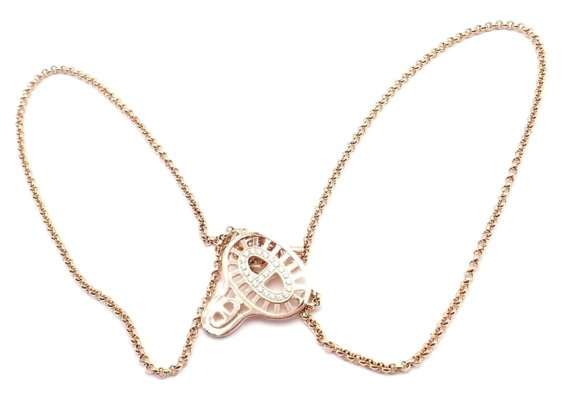 Authentic! Hermes Chaine D'ancre Divine 18k Rose Gold Diamond Necklace Cert Box - 4