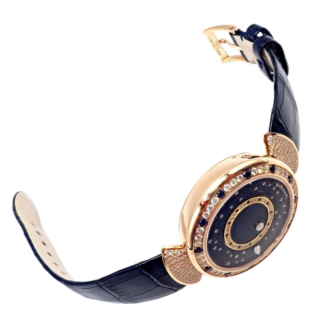 Bulgari 18k Rose Gold Diamond Sapphire Divas Dream Automatic Roman Night Watch - 12