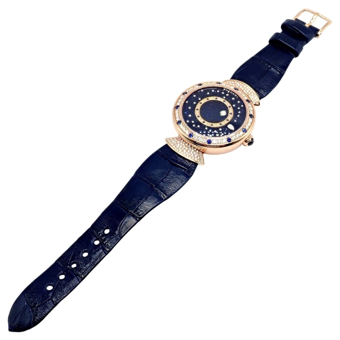 Bulgari 18k Rose Gold Diamond Sapphire Divas Dream Automatic Roman Night Watch - 15