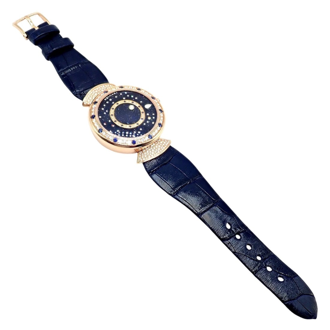 Bulgari 18k Rose Gold Diamond Sapphire Divas Dream Automatic Roman Night Watch - 18