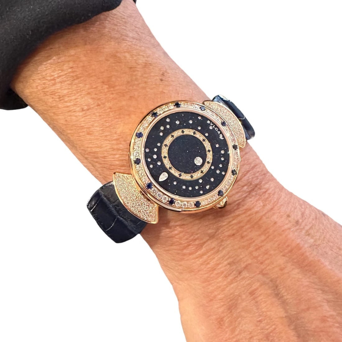Bulgari 18k Rose Gold Diamond Sapphire Divas Dream Automatic Roman Night Watch - 3