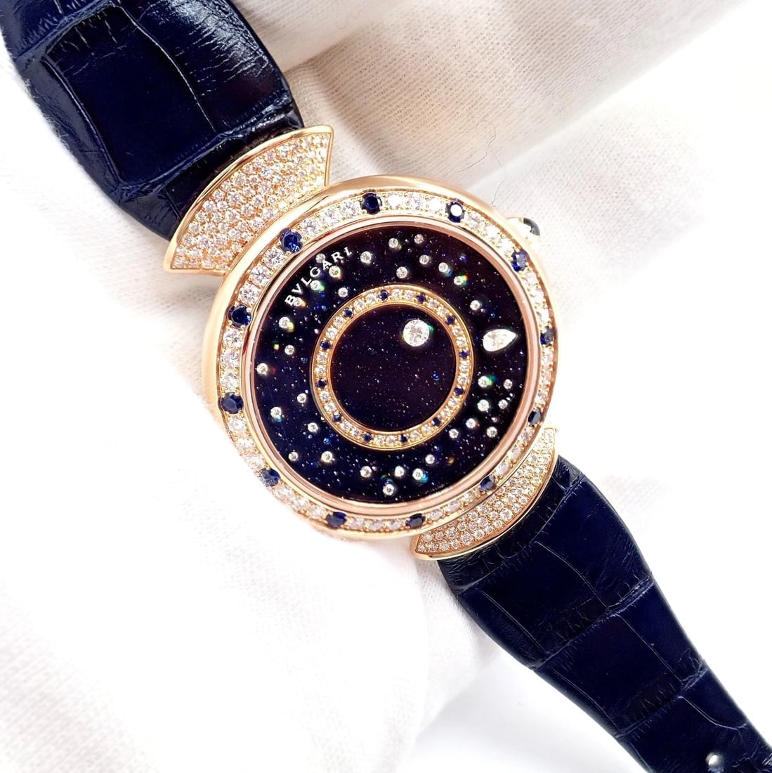 Bulgari 18k Rose Gold Diamond Sapphire Divas Dream Automatic Roman Night Watch - 6