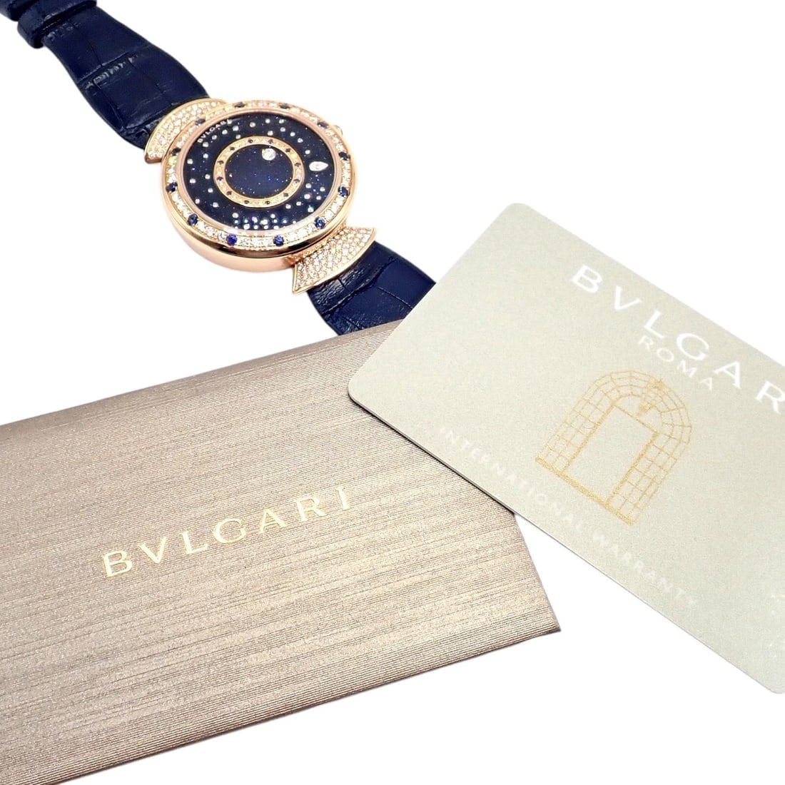 Bulgari 18k Rose Gold Diamond Sapphire Divas Dream Automatic Roman Night Watch - 9