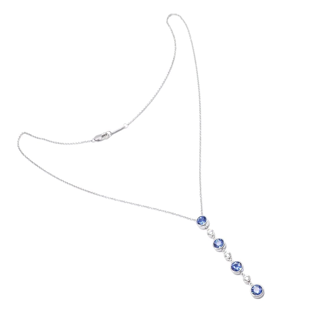 Authentic! Tiffany & Co Platinum Jazz Diamond Tanzanite Pendant Necklace - 4