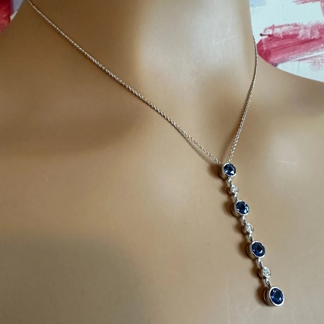 Authentic! Tiffany & Co Platinum Jazz Diamond Tanzanite Pendant Necklace - 5