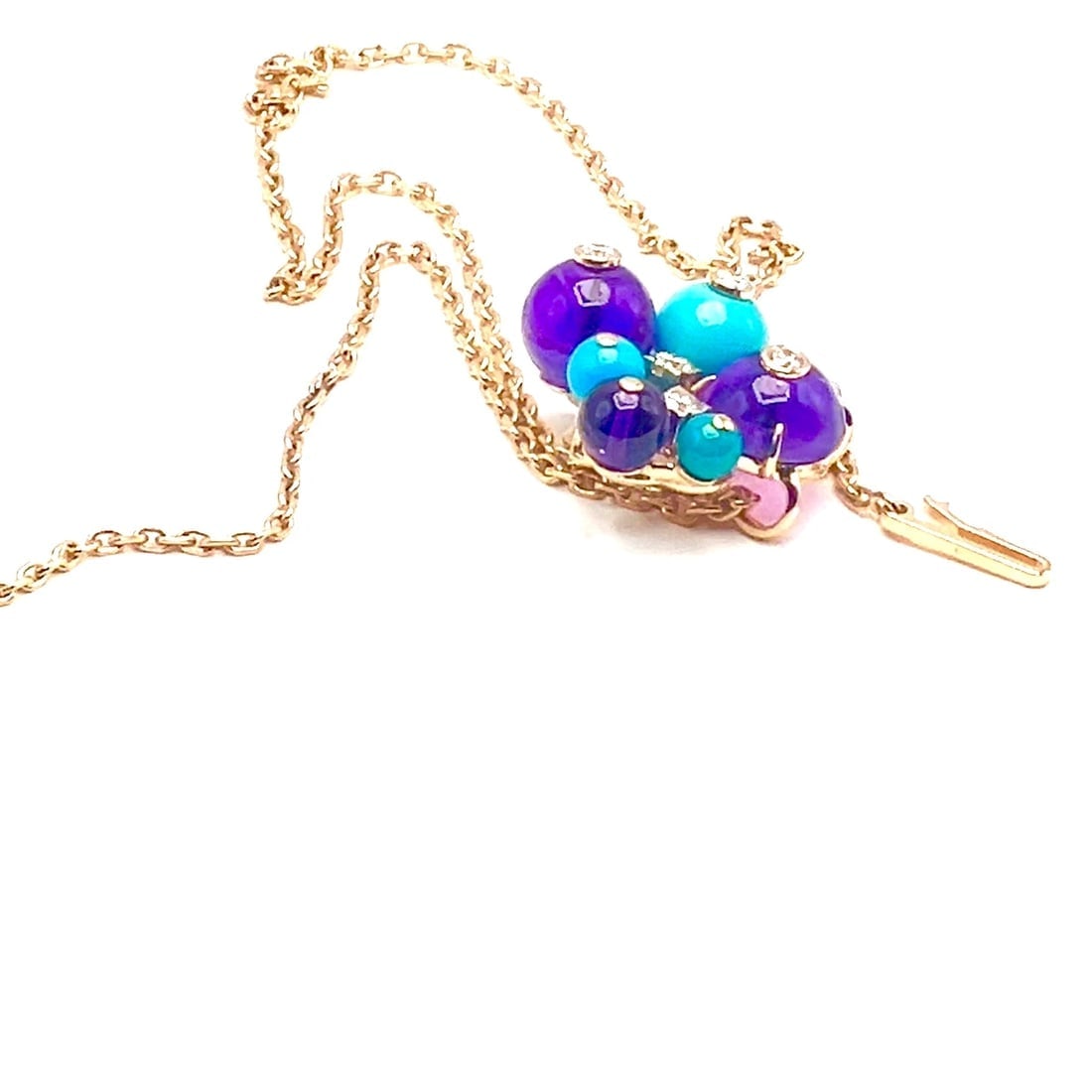 Rare! Authentic Cartier 18k Rose Gold Turquoise Diamond Delices De Goa Necklace - 2