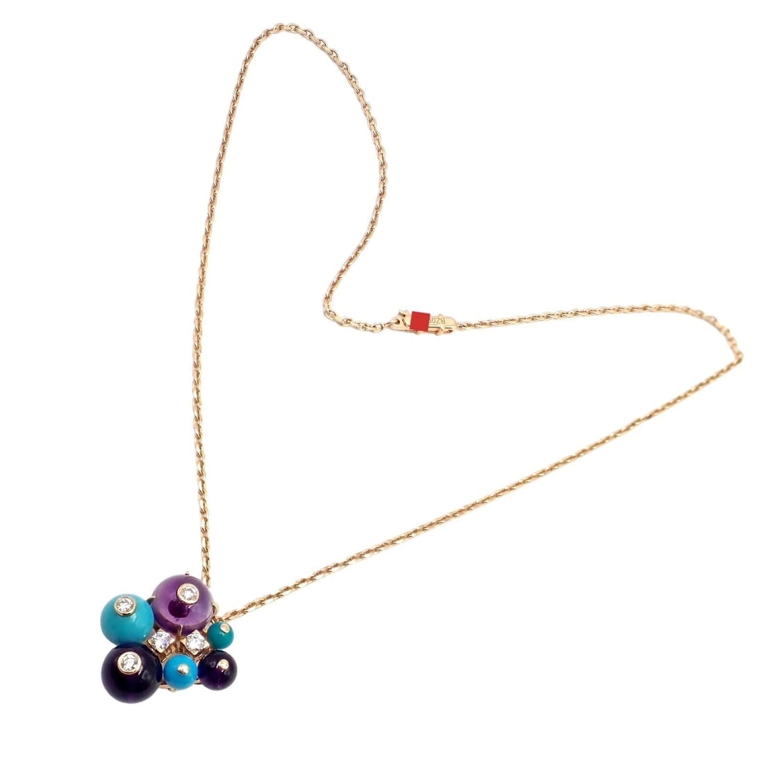 Rare! Authentic Cartier 18k Rose Gold Turquoise Diamond Delices De Goa Necklace - 5